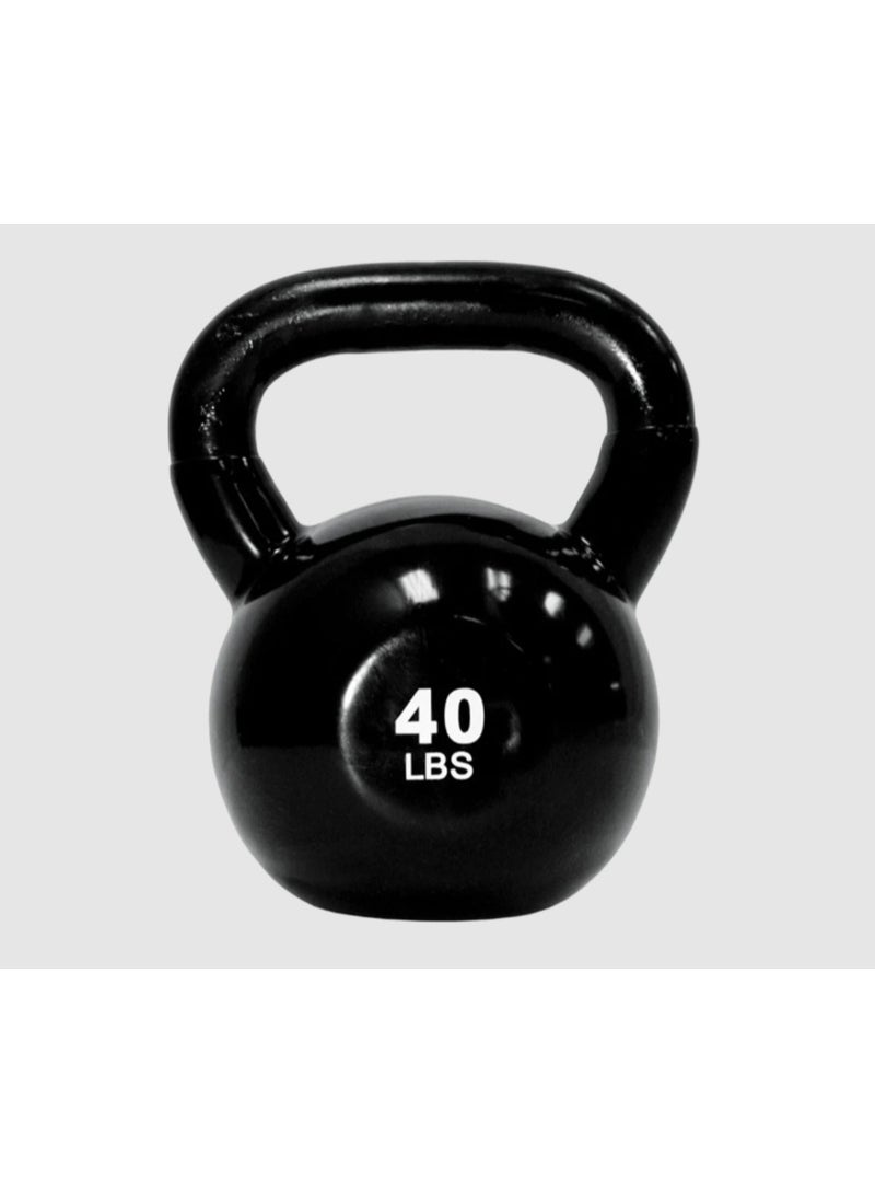 TKO 40lbs Kettlebell Vinyl Coated | Heavy Duty Full Body Workout Training Equipment